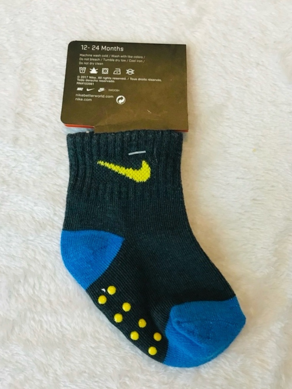 New Infant Baby NIKE Lightweight Ankle Socks 12-24 Months One Pair New